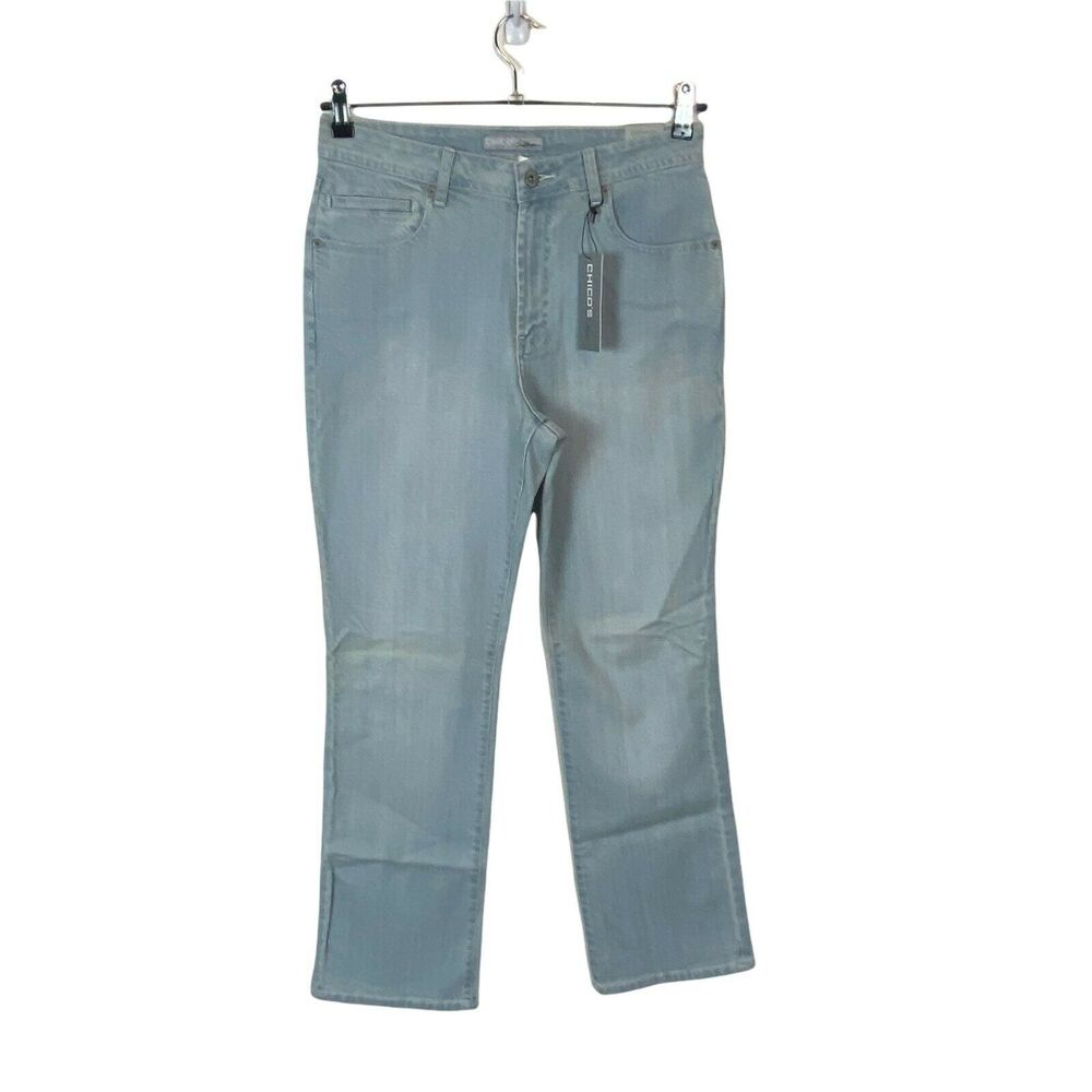Chico's Jeans Women's Blue Light Wash High Rise Denim Comfort Straight sz 1 US 8